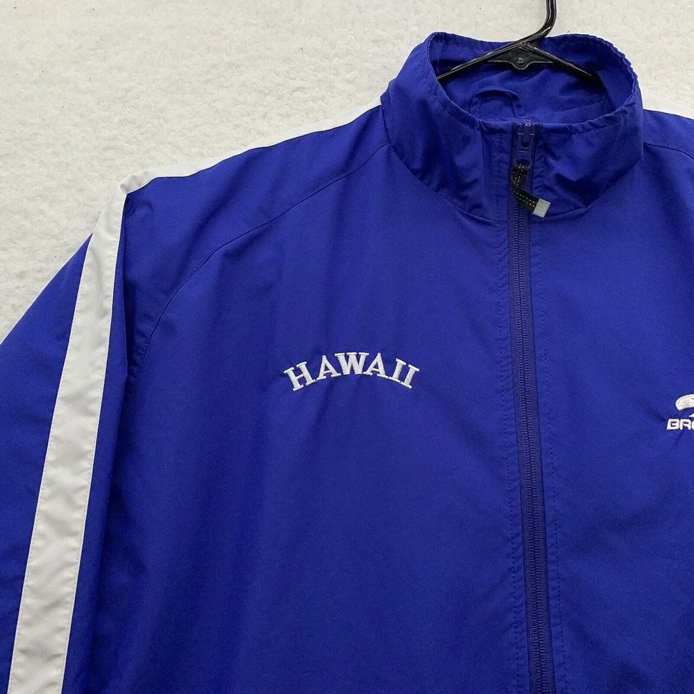 Brooks Hawaii Windbreaker Mens Large L Vented Mesh Blue‎ White Running Athletic